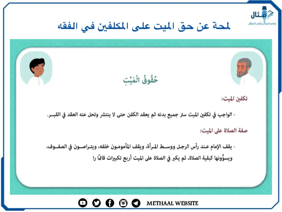 مثال على حق الميت على المكلفين في الفقه مثال على حق الميت على المكلفين في الفقه