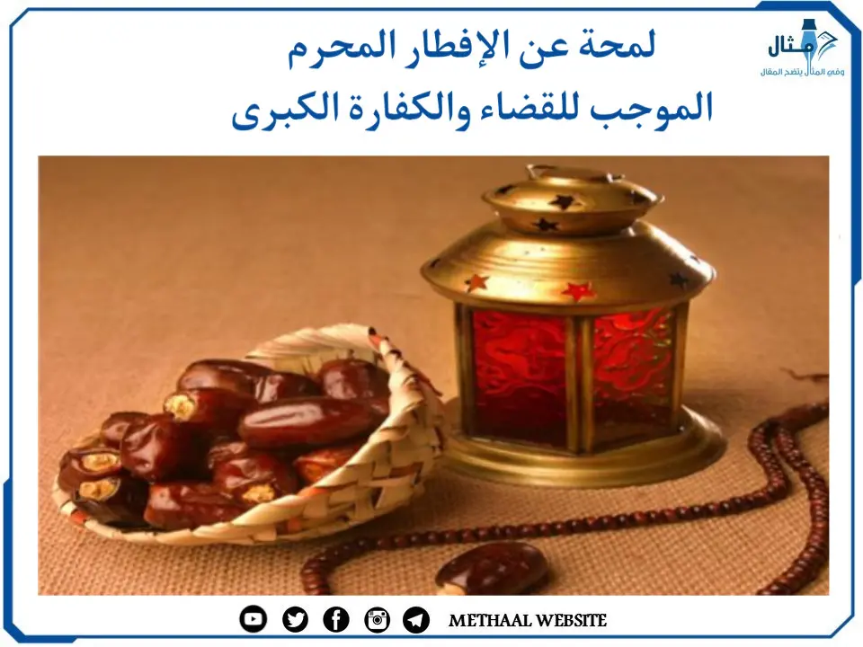 لمحة عن الإفطار المحرم الموجب للقضاء والكفارة الكبرى لمحة عن الإفطار المحرم الموجب للقضاء والكفارة الكبرى