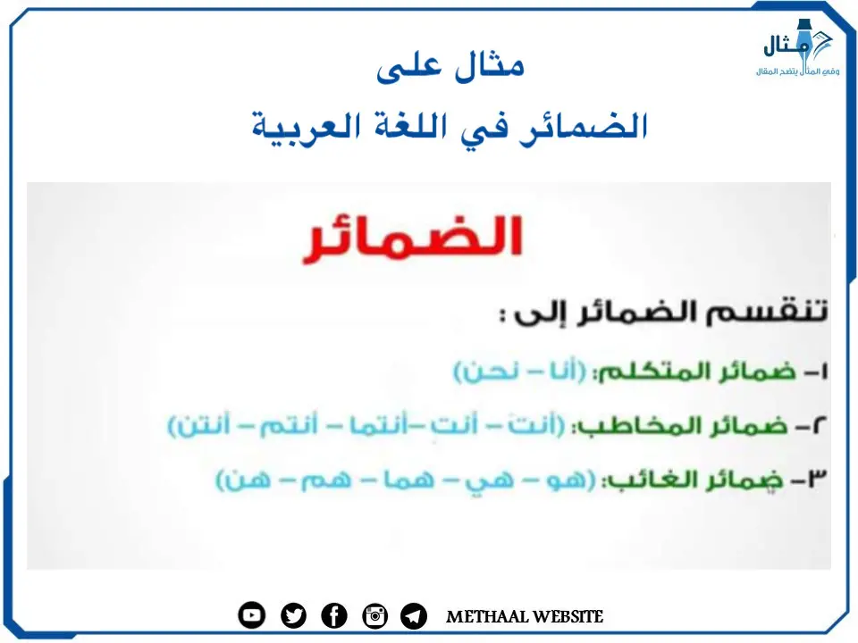 مثال على الضمائر في اللغة العربية مثال على الضمائر في اللغة العربية