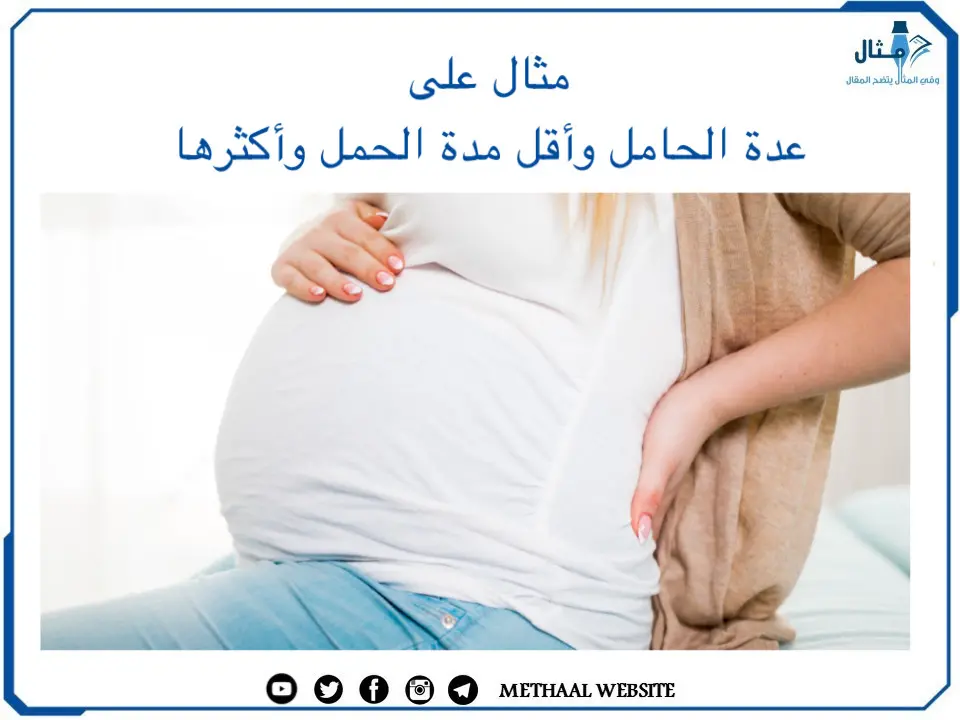مثال على عدة الحامل وأقل مدة الحمل وأكثرها مثال على عدة الحامل وأقل مدة الحمل وأكثرها