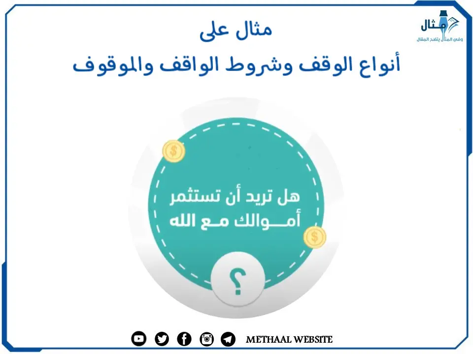 مثال على أنواع الوقف وشروط الواقف والموقوف مثال على أنواع الوقف وشروط الواقف والموقوف