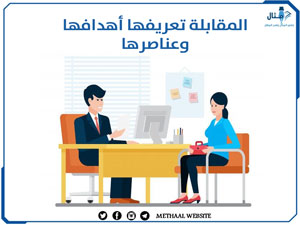 المقابلة تعريفها أهدافها وعناصرها المقابلة تعريفها أهدافها وعناصرها